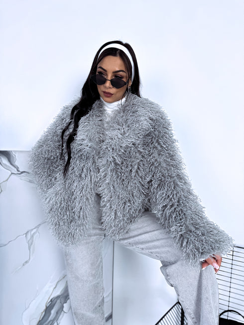 "GREY SMOG" artificial fur coat